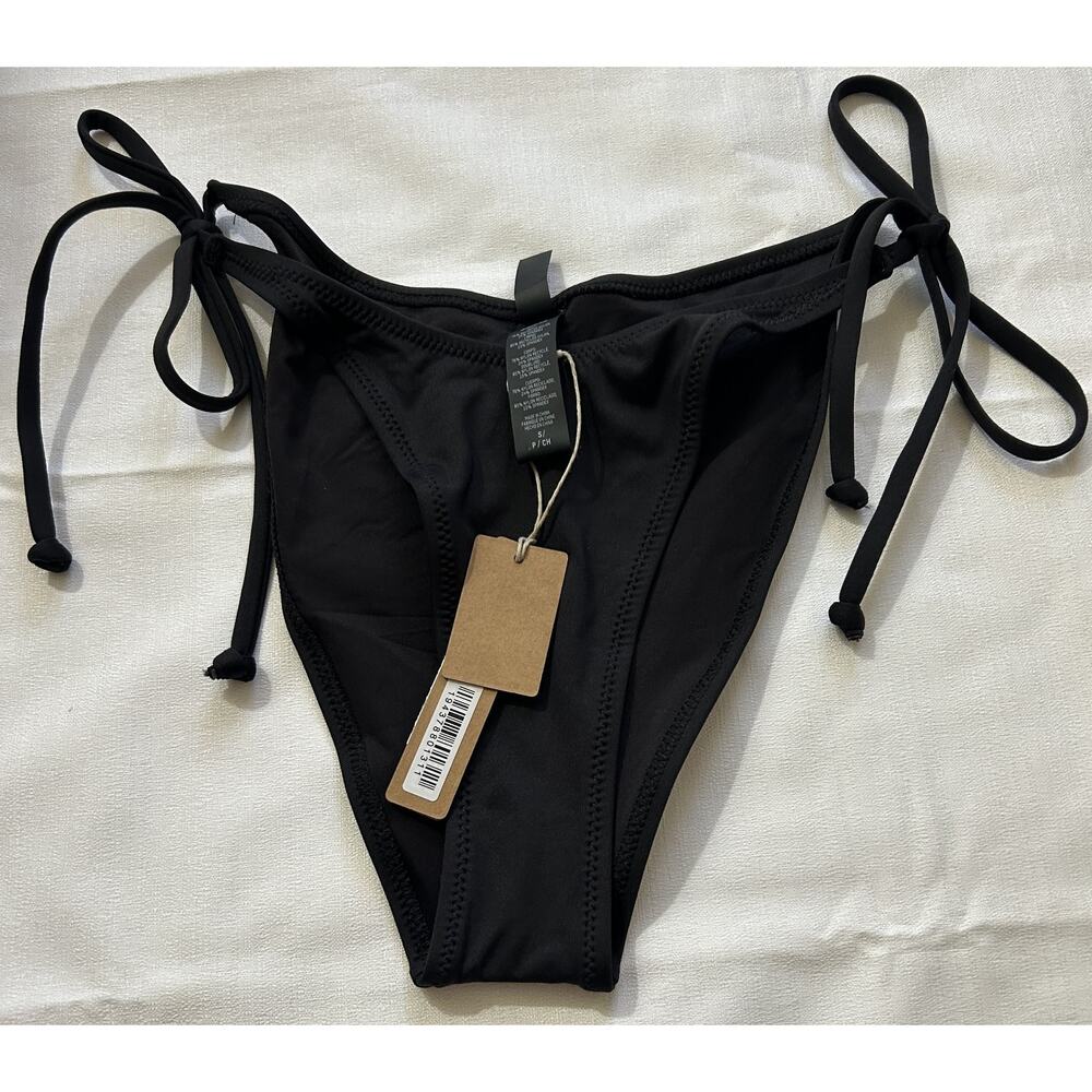 Skims Recycled Swim Dip Tie Bikini Bottoms Onyx Black Size Small